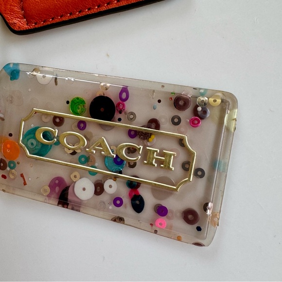 Coach Poppy XL Confetti Lucite & Orange Leather Hangtag Set - Picture 4 of 8